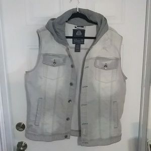 American Rag Hooded Sleeveless Demin Jacket